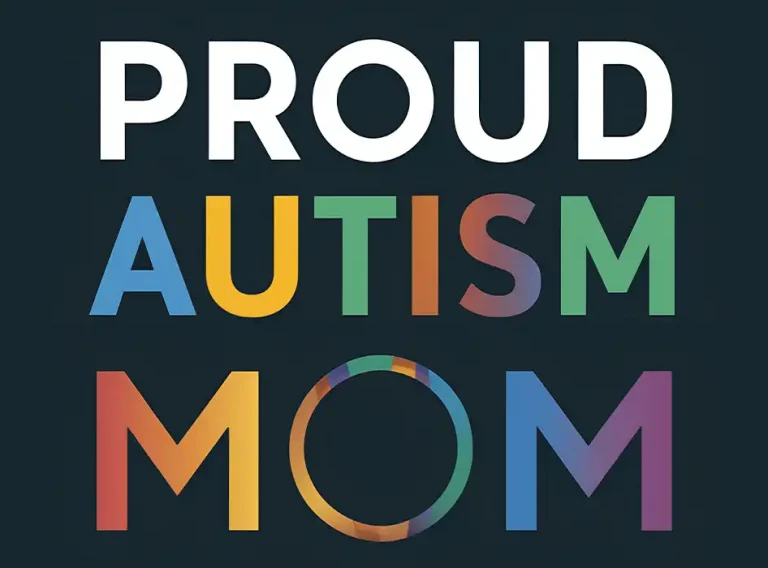 proud autism mom text with a black background